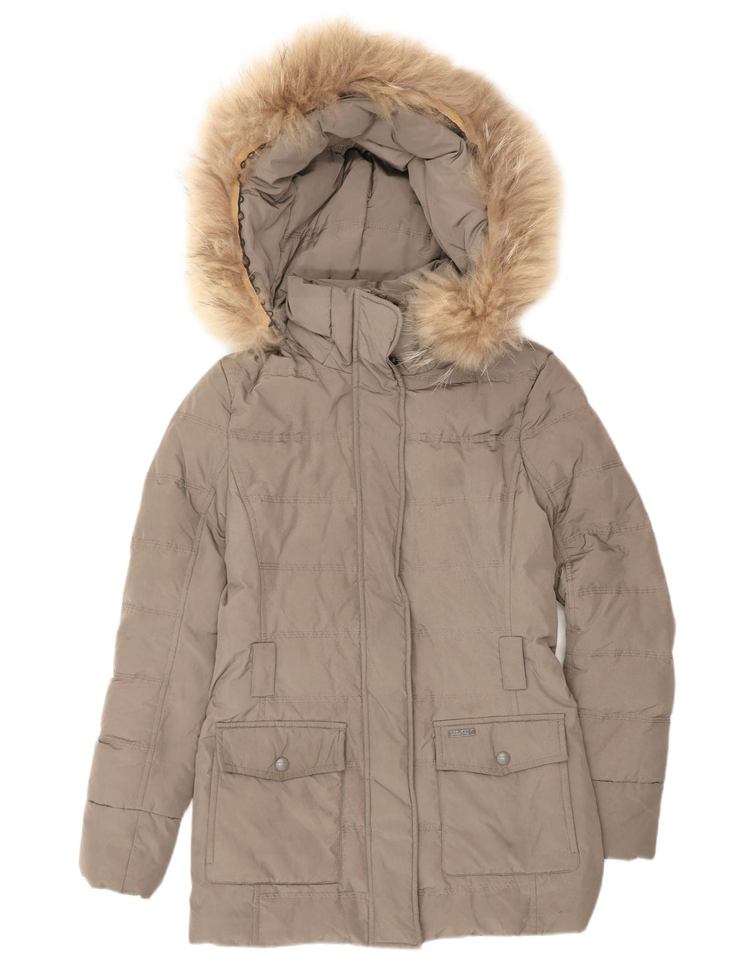 Woolrich Polstret frakke med hætte til kvinder UK 6 XS Grå polyester vinter
