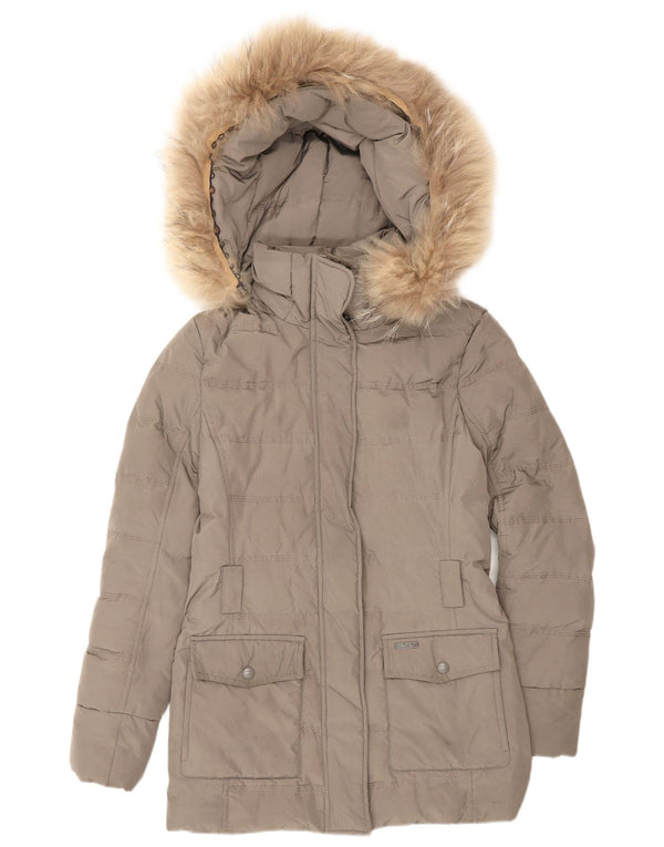 Woolrich Polstret frakke med hætte til kvinder UK 6 XS Grå polyester vinter