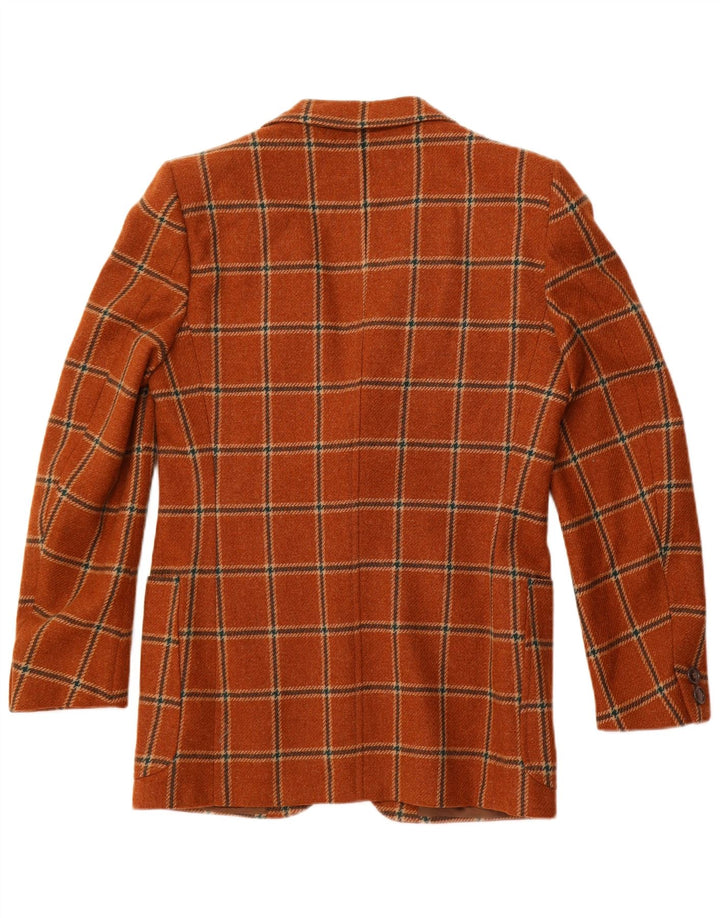 VINTAGE Herre 2-knaps blazerjakke IT 50 Stor brun ternet uld