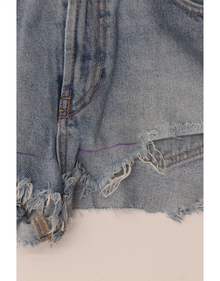 Vintage Dames Distressed Denim Shorts Small W26 Blue