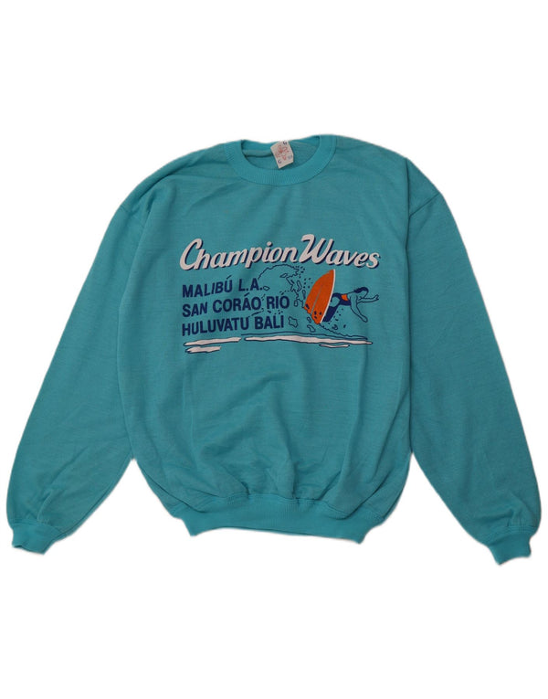 VINTAGE grafisk sweatshirt til mænd XL Blå bomuld