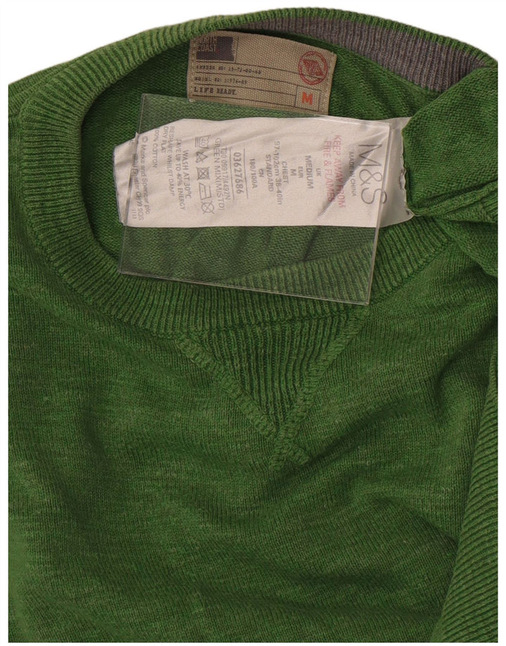 Marks & Spencer Herre V-hals sweater Medium Grøn Bomuld