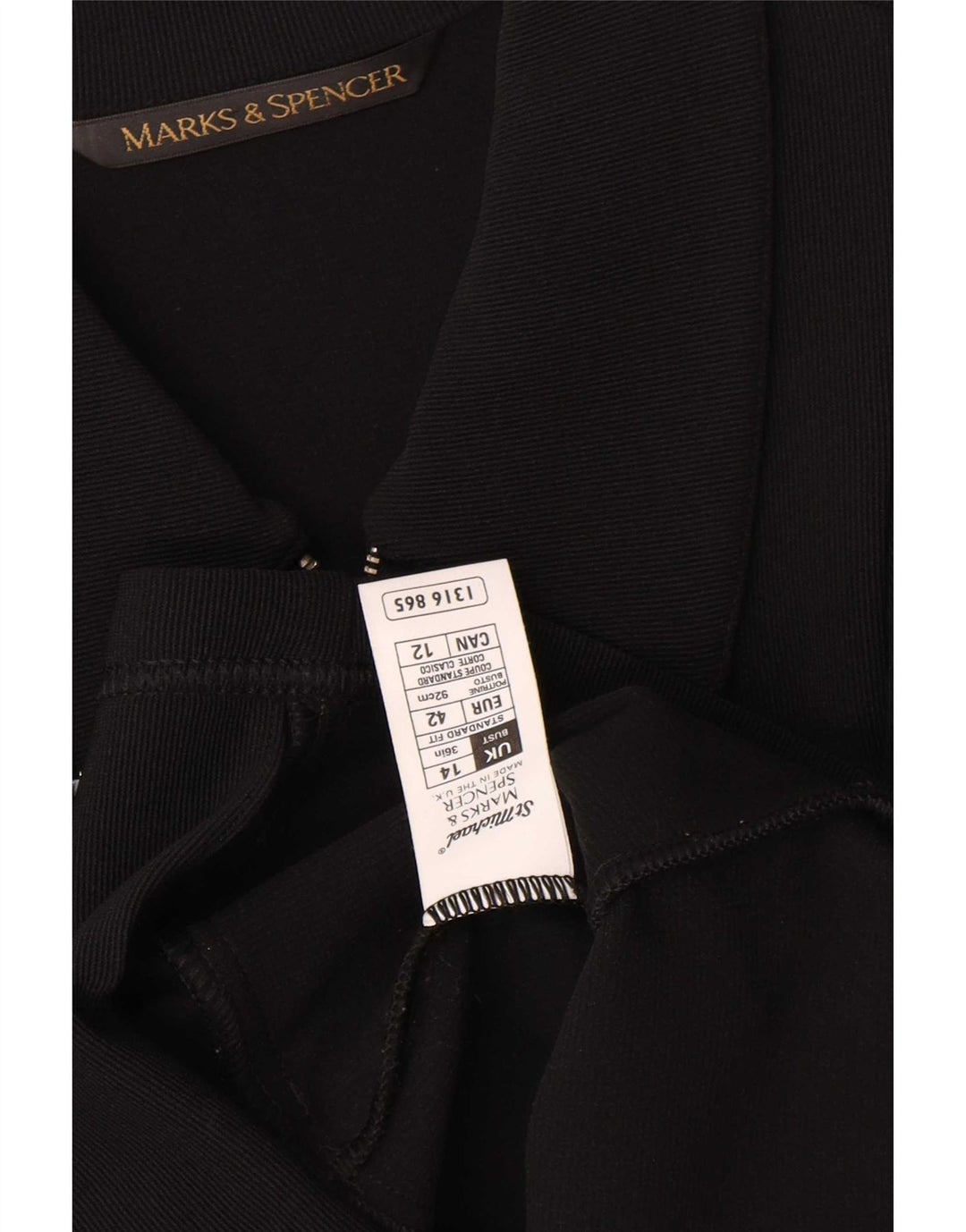 Marks & Spencer Dame Blazer Jakke med lynlås UK 14 Medium Sort Nylon