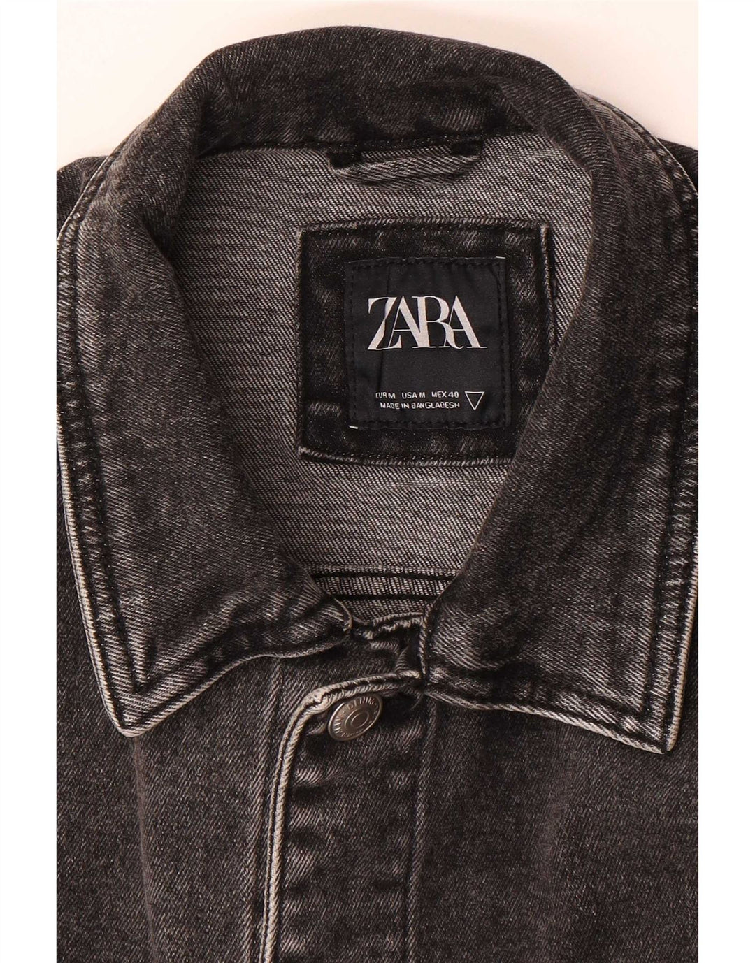 Zara Herre denimjakke UK 38 Medium Grå