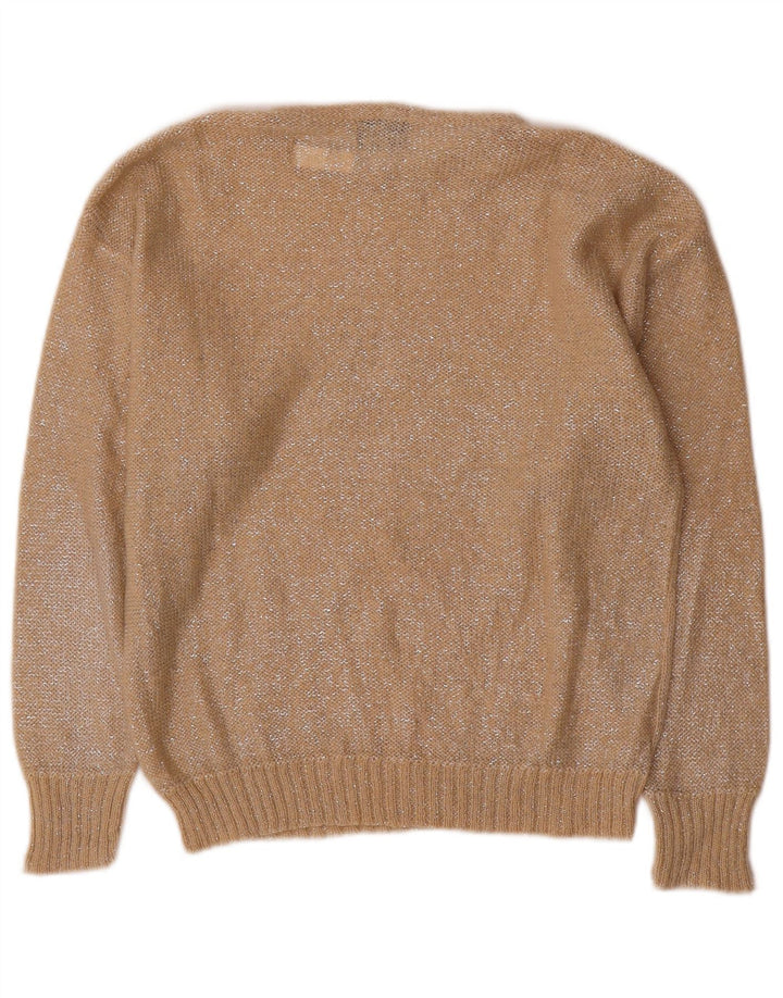 Colombo Dame Boat Neck Jumper Sweater UK 12 Medium Beige Geometrisk