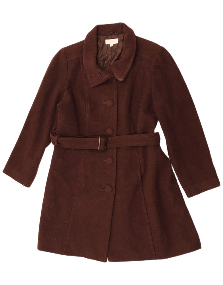 Marks & Spencer Dame Overfrakke UK 18 XL Brun Ny Uld