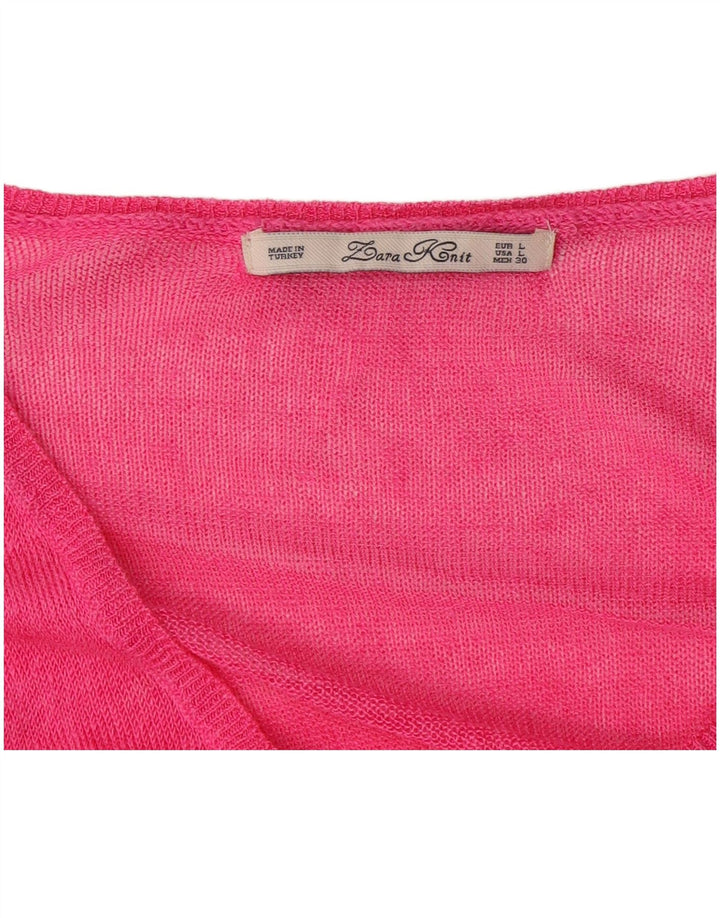Zara Dame V-hals sweater UK 16 Large Pink
