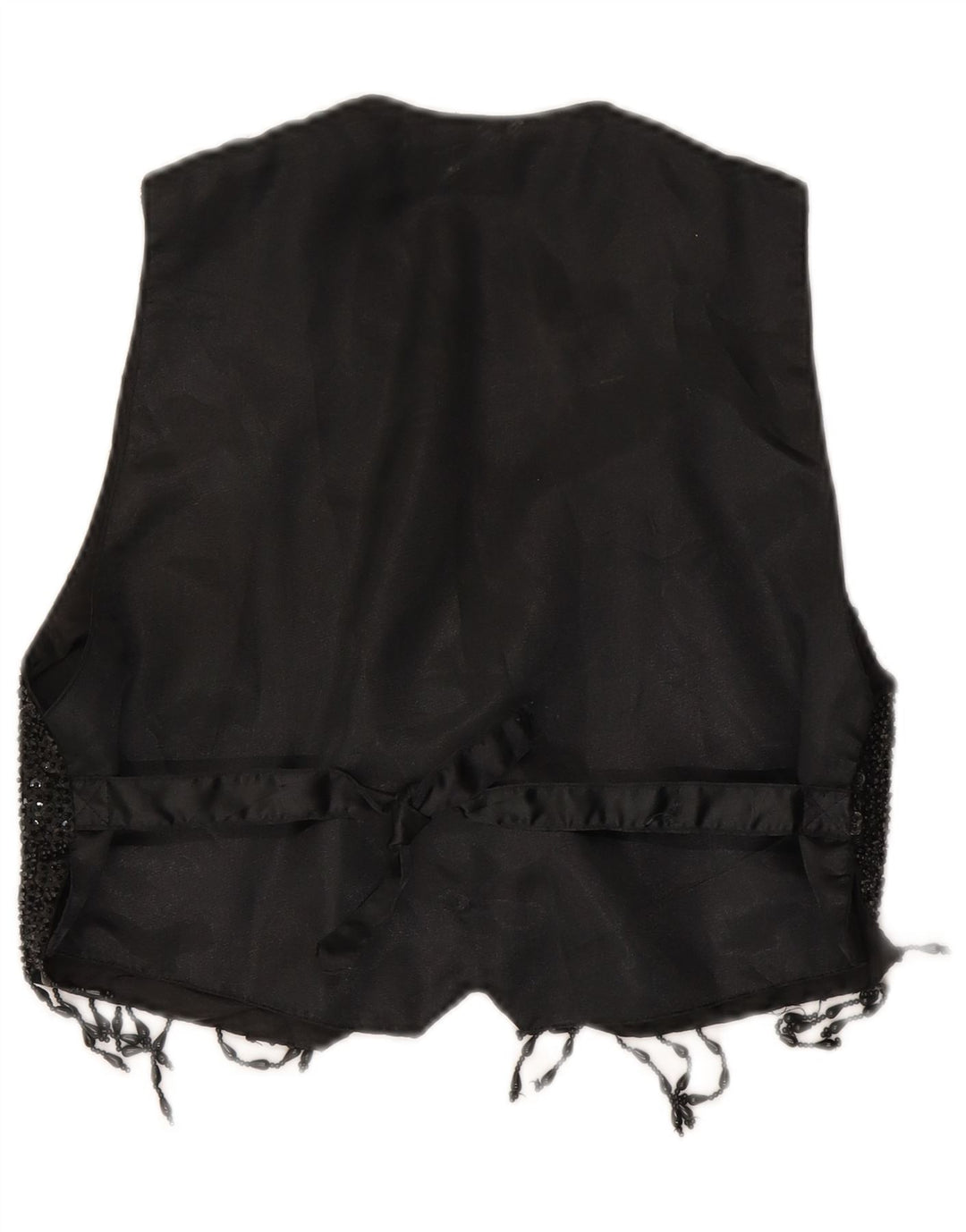 Vintage kvinders Crop pailletter vest UK 14 Large Black