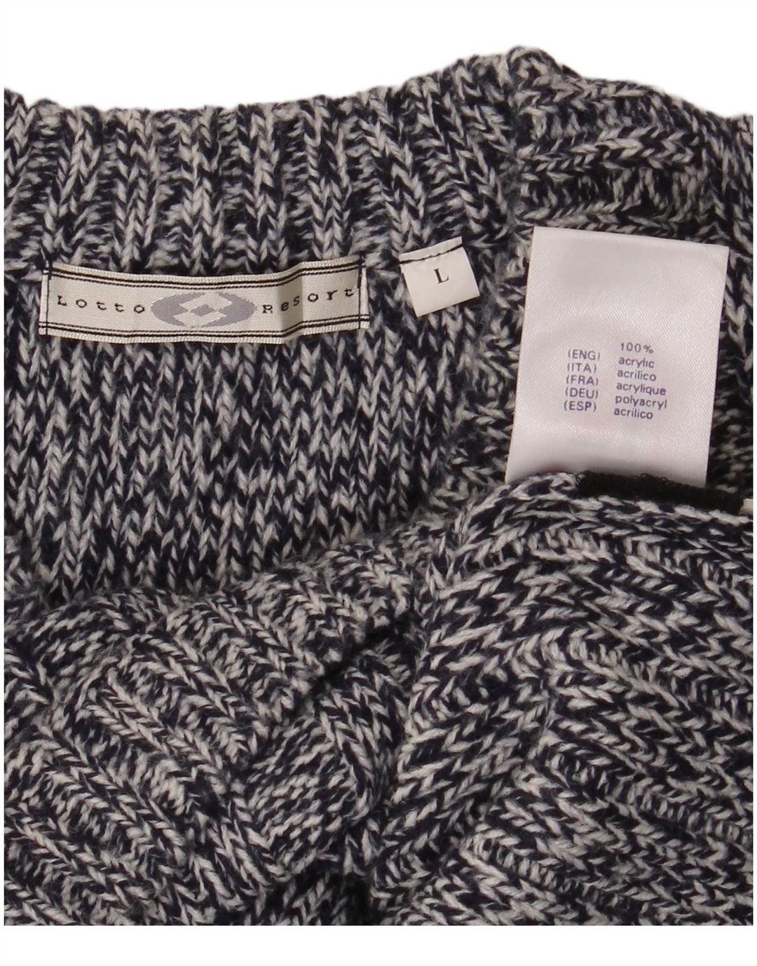 Lotto Herre V-hals trøje Sweater Large Navy Blue Flecked Acryl