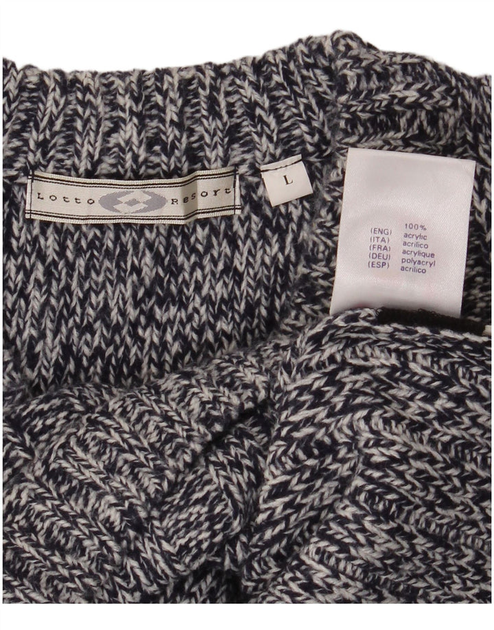 Lotto Herre V-hals trøje Sweater Large Navy Blue Flecked Acryl