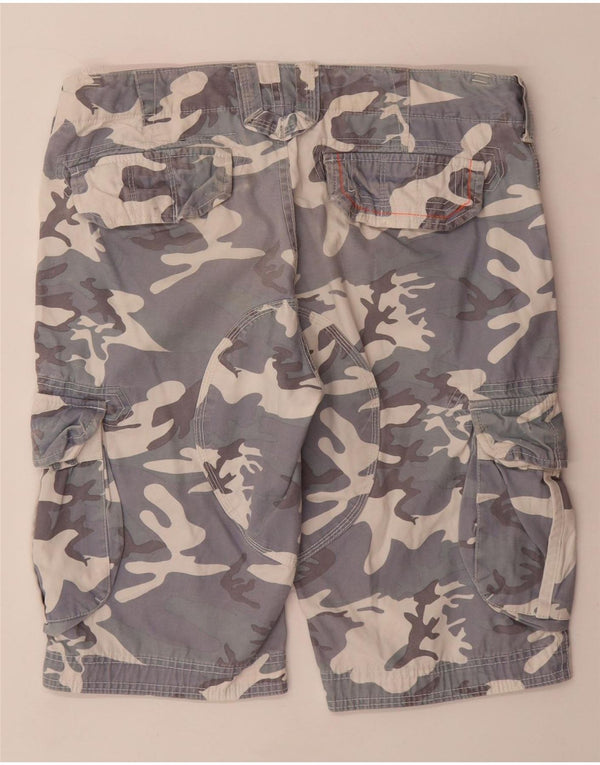 SUPERDRY Herre Cargo Shorts Små W32 Grå Camouflage Bomuld