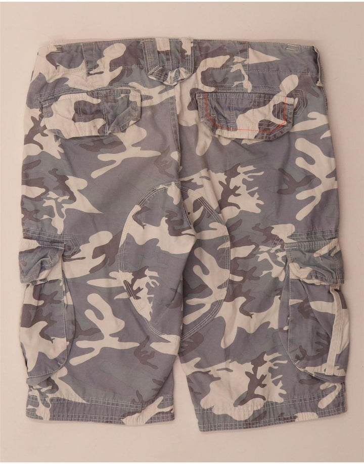 SUPERDRY Herre Cargo Shorts Små W32 Grå Camouflage Bomuld