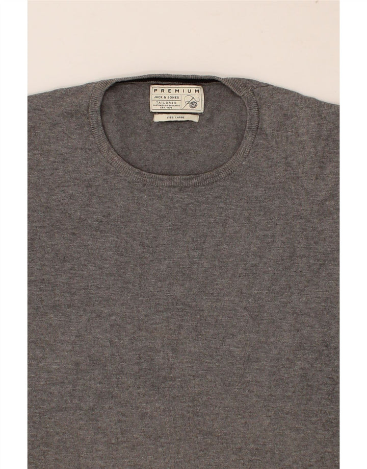 JACK & JONES Mens Crew Neck Jumper Sweater Large Grey Acrylic Vintage Jack & Jones and Second-Hand Jack & Jones from Messina Hembry 