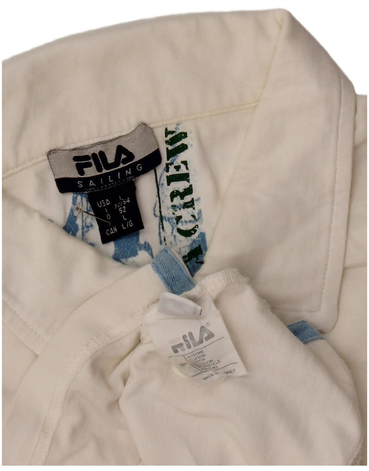 Fila Herre grafisk poloshirt Stor hvid Colourblock Bomuld