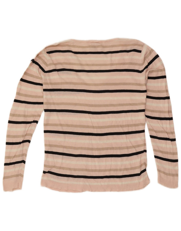 Lacoste Dame V-hals sweater Størrelse 40 Medium Pink Stribet