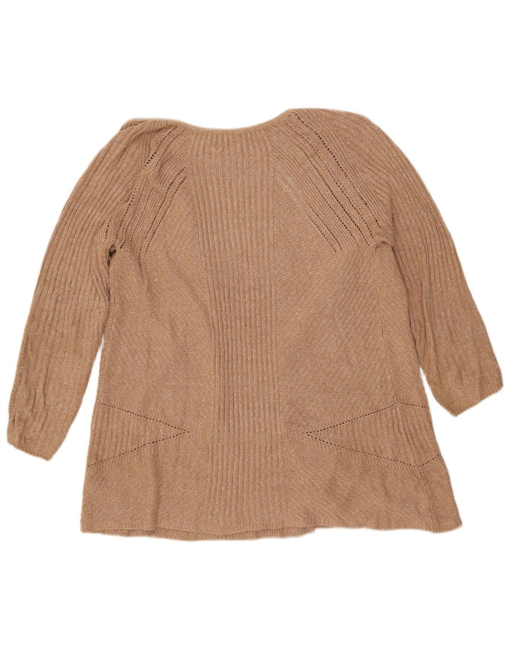 Marks & Spencer Dame Oversized Cardigan Sweater UK 10 Small Beige Flecked