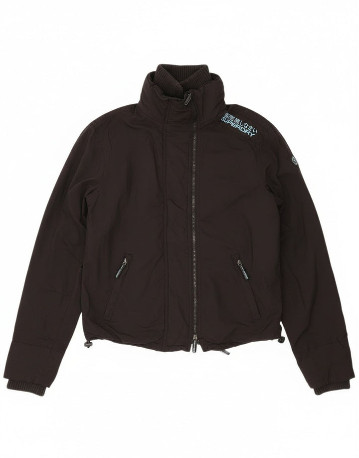 Superdry Grafisk regnjakke til kvinder UK 14 Medium Black Nylon