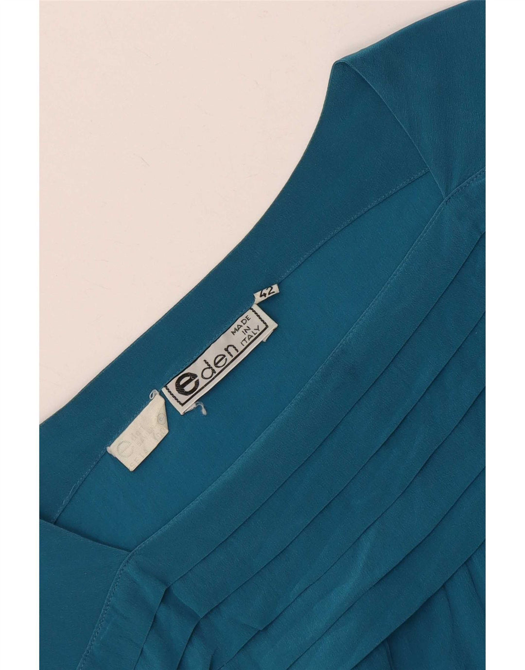 Vintage Dame Langærmet Bluse Top IT 42 Medium Blue Silk