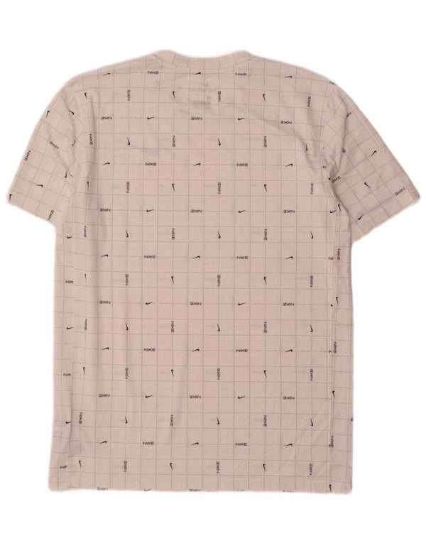 Nike Mens Dri Fit Graphic T-Shirt Top Medium White Check Polyester