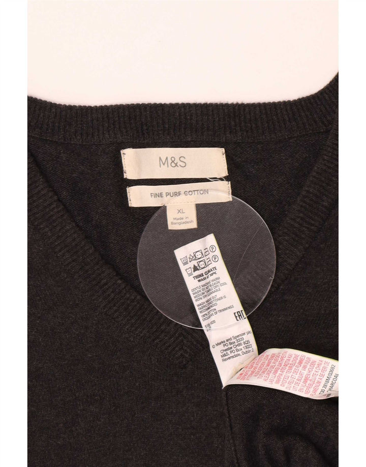 Marks & Spencer Herre V-hals sweater XL Grå Bomuld