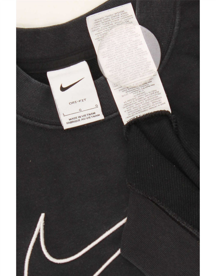 Nike Herre Dri Fit Grafisk Sweatshirt Jumper Stor Sort Bomuld