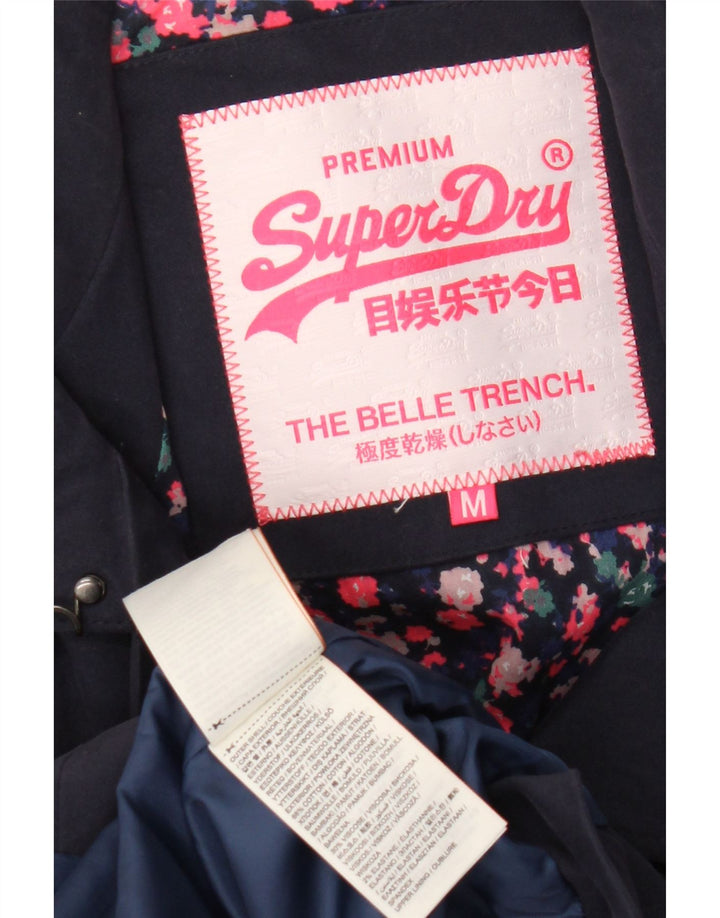 Superdry Trench Coat til kvinder UK 14 Mellem marineblå bomuld
