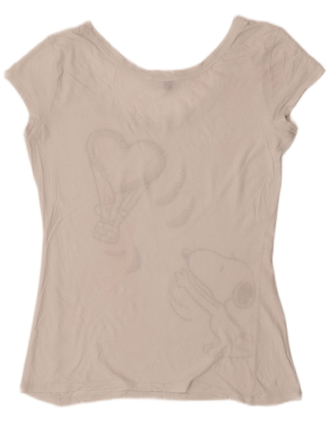 Benetton Womens Peanuts Grafisk T-Shirt Top UK 12 Medium White