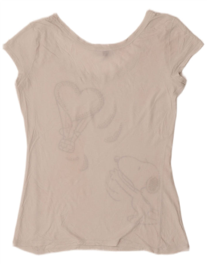 Benetton Womens Peanuts Grafisk T-Shirt Top UK 12 Medium White