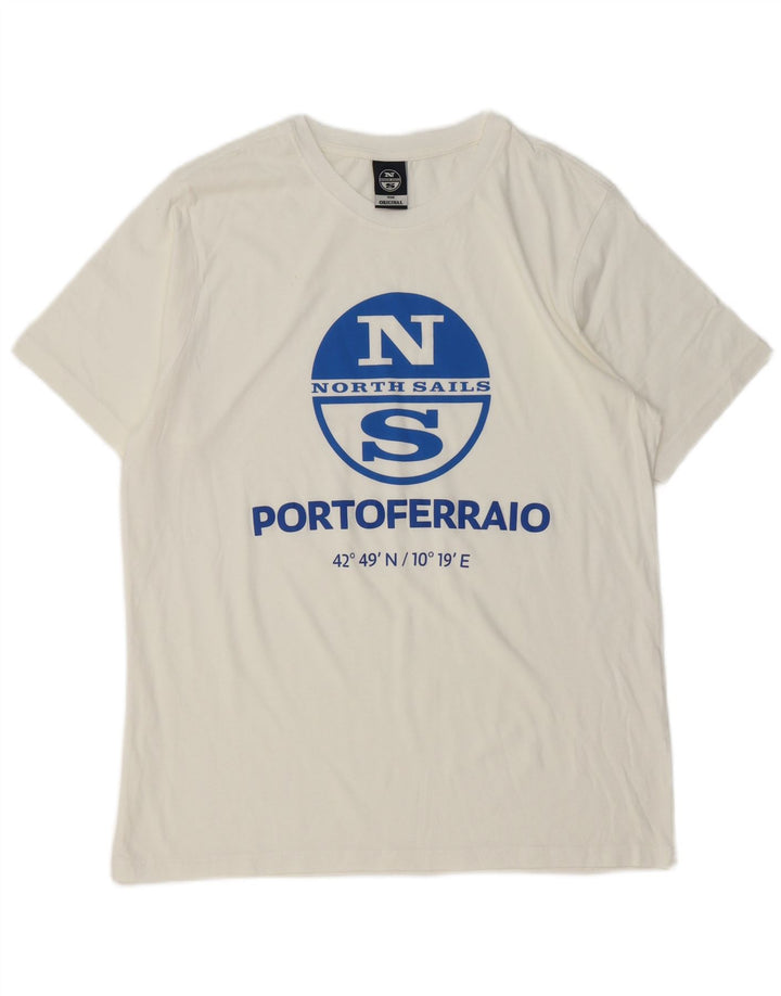North Sails Herre Grafisk T-Shirt Top Stor Hvid