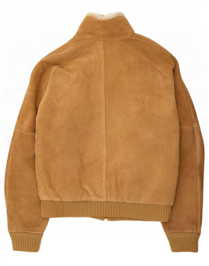 Vintage Herre Sherpa Ruskindsjakke UK 38 Medium Beige Læder