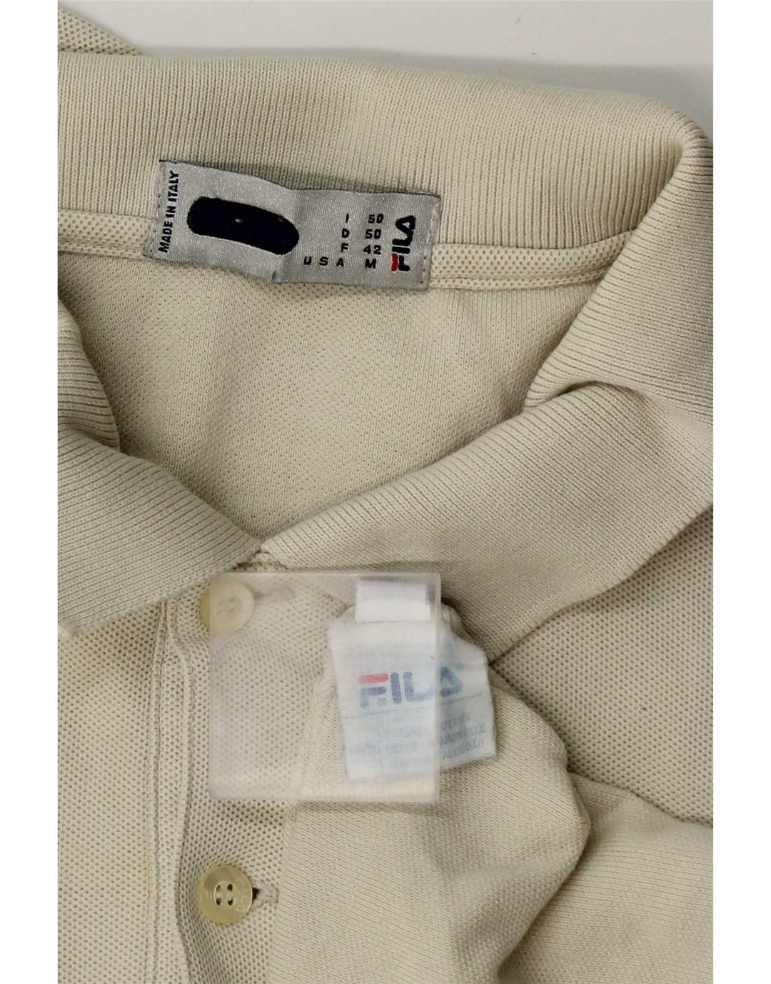 Fila Langærmet Polo Shirt til mænd IT 50 Medium Off White Bomuld