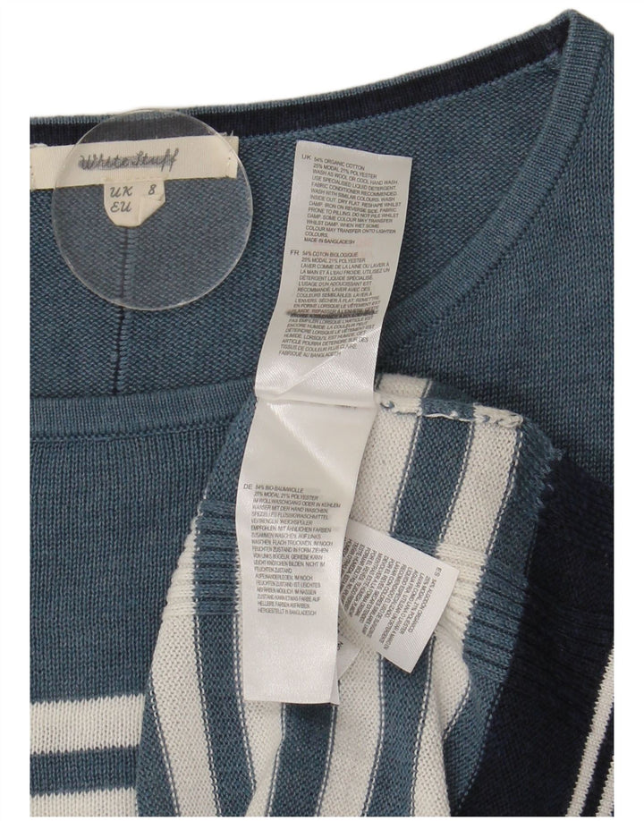 White Stuff Dame Boat Neck Jumper Sweater UK 8 Small Blue Striped