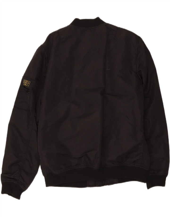 Pull & Bear Dame Bomber Jacket UK 18 XL Sort Nylon