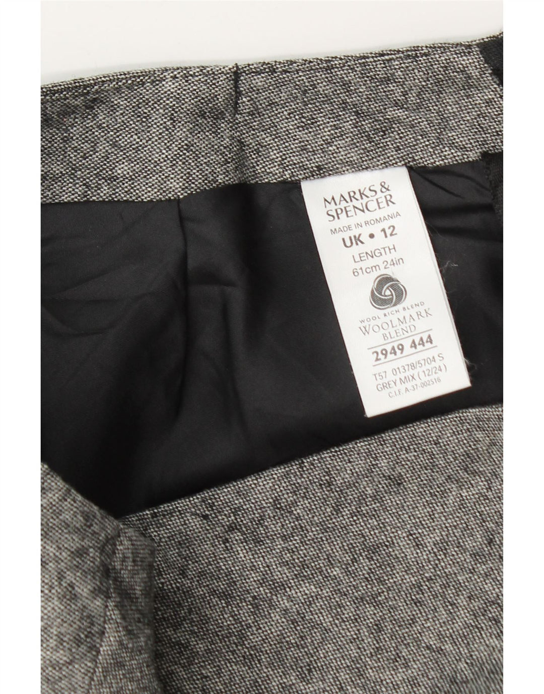 Marks & Spencer A-line nederdel til kvinder UK 12 Medium W30 Grå Flecked New Wool