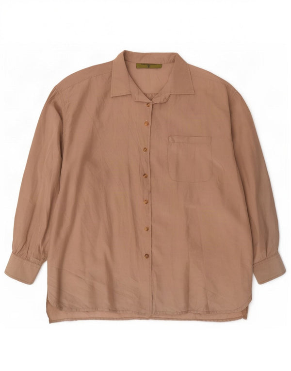 Vintage Dame Longline Oversized Skjorte IT 44 Medium Beige