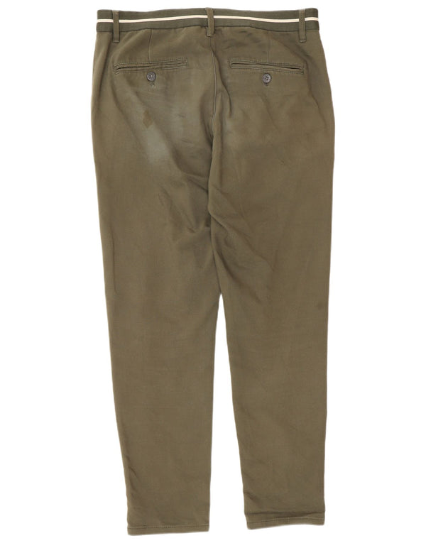 Zara Herre Slim Chino Bukser Small W30 L28 Khaki Bomuld