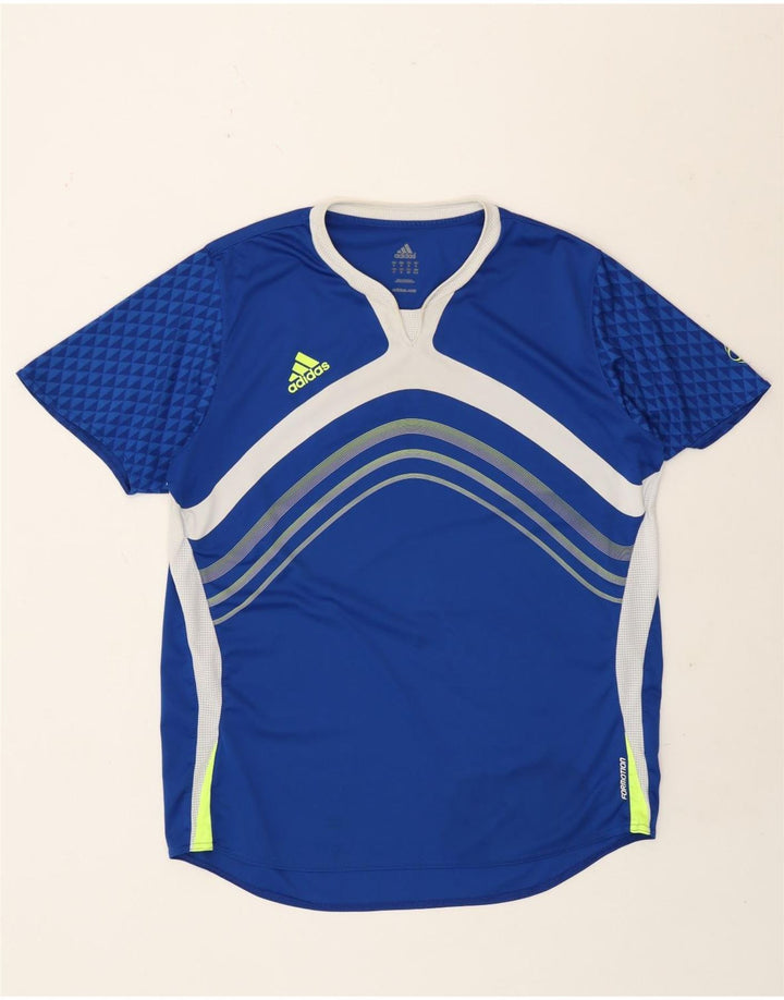 Adidas Herre grafisk T-shirt Top XL Blå Colourblock Polyester