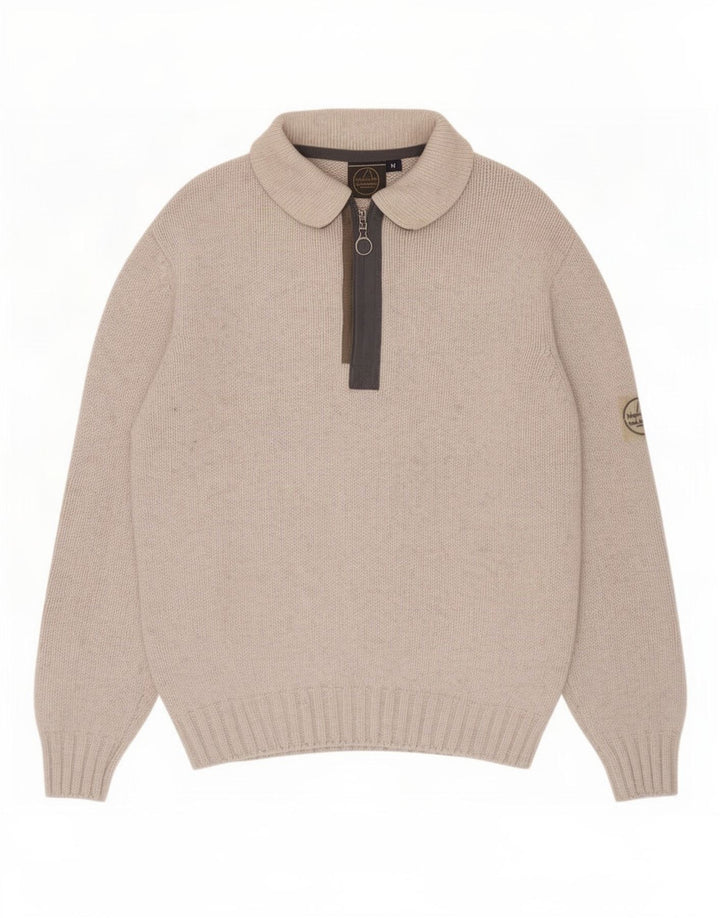 Murphy & Nye Herre Polo Neck Jumper Sweater Medium Grey Colourblock Uld