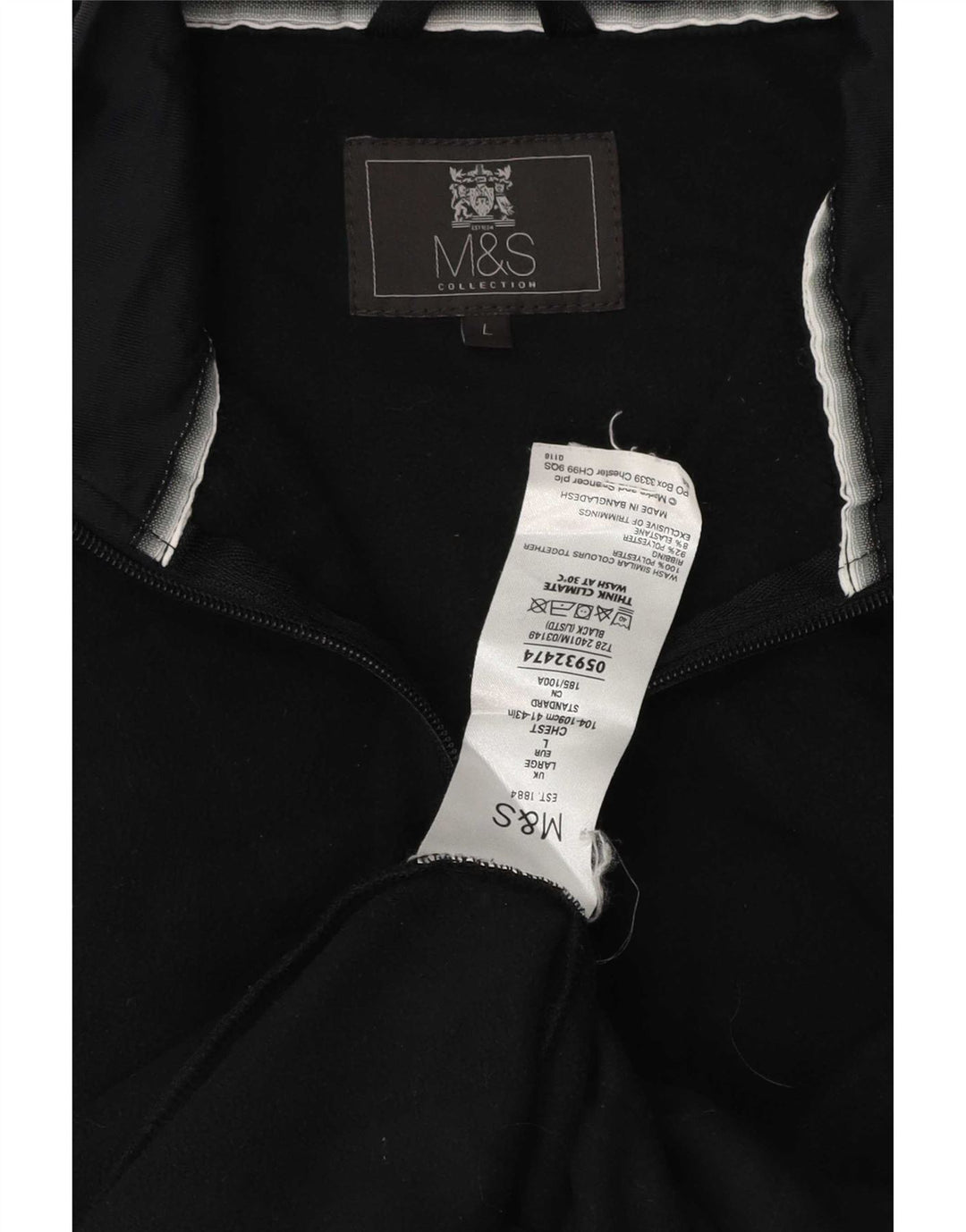 Marks & Spencer Herre Fleecejakke UK 40 Stor Sort Polyester