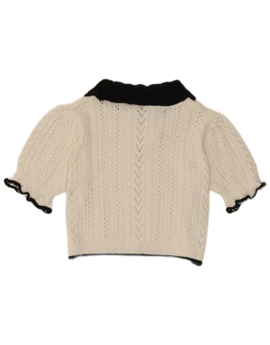 Zara Womens Crop Knit Bluse Top UK 10 Small White Colourblock