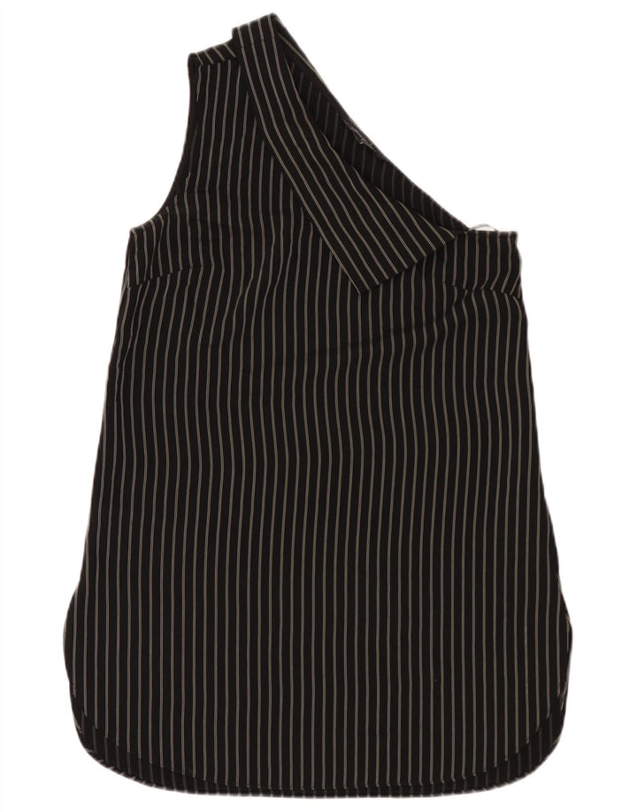 Karen Millen Dame One Shoulder Kjole UK 8 Lille sort stribet polyester