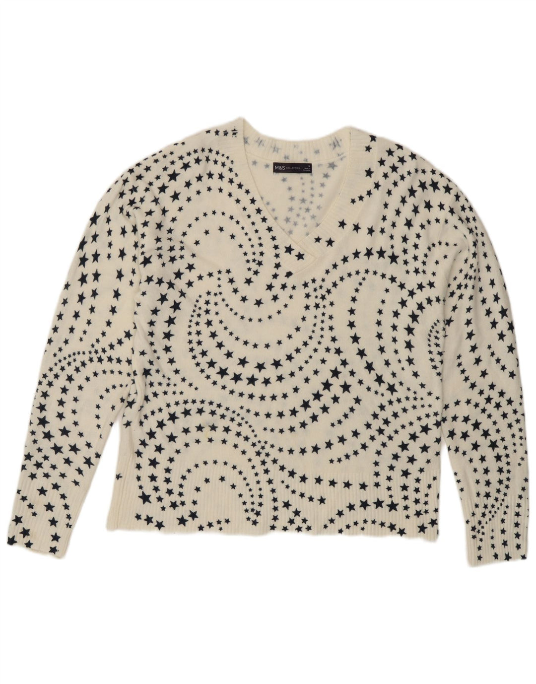 Marks & Spencer Dame V-hals sweater UK 14 Large White