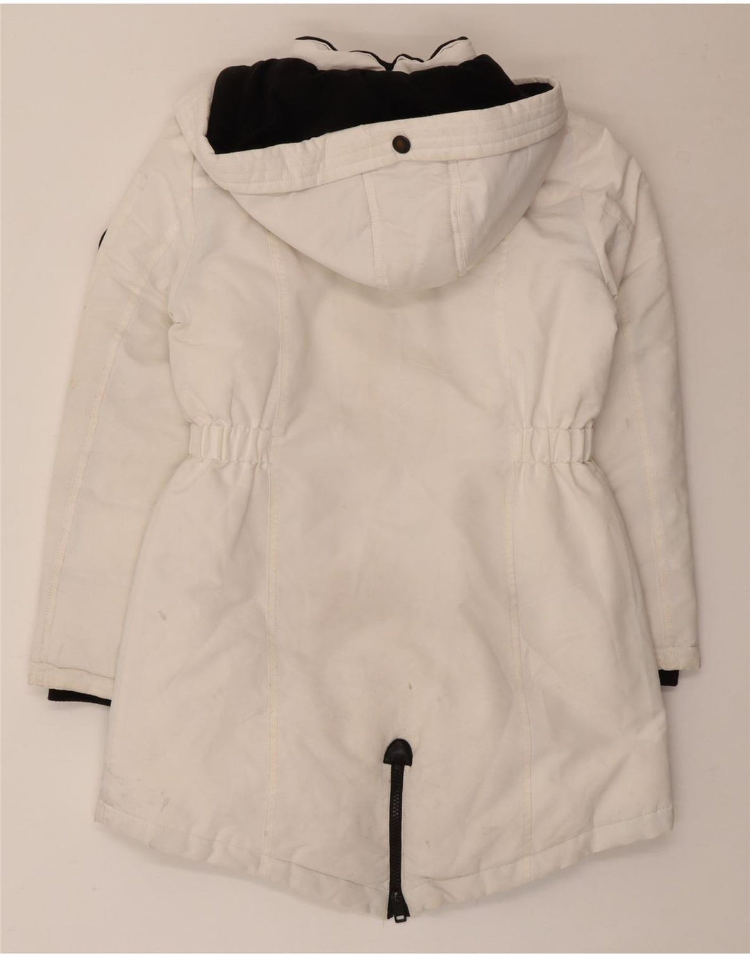 Diesel Dame Hooded Parka Jacket UK 10 Small White Polyester
