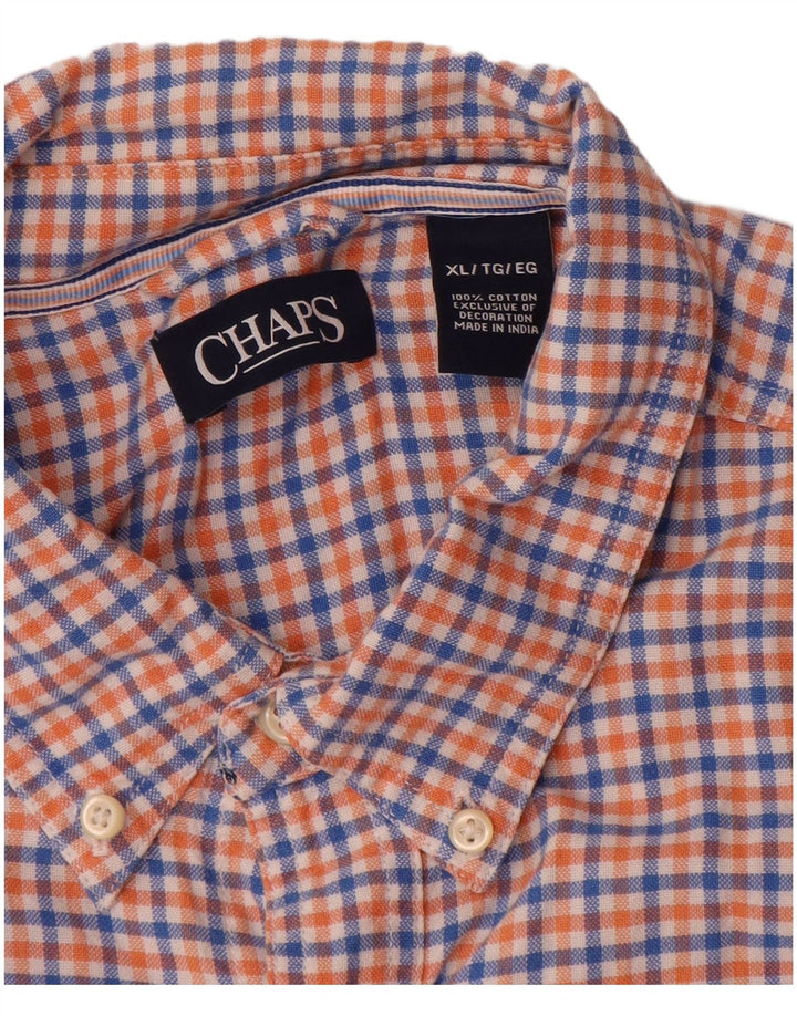 Chaps Herre Flanelskjorte XL Blå Gingham Bomuld