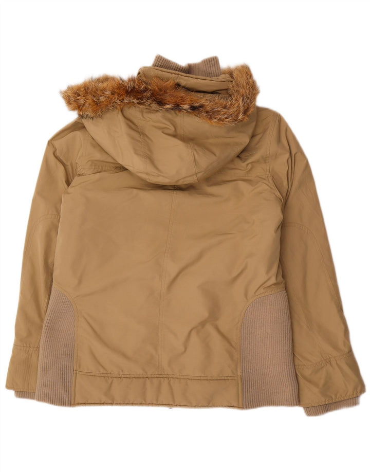 Woolrich Polstret hættejakke til kvinder UK 16 Stor beige polyester