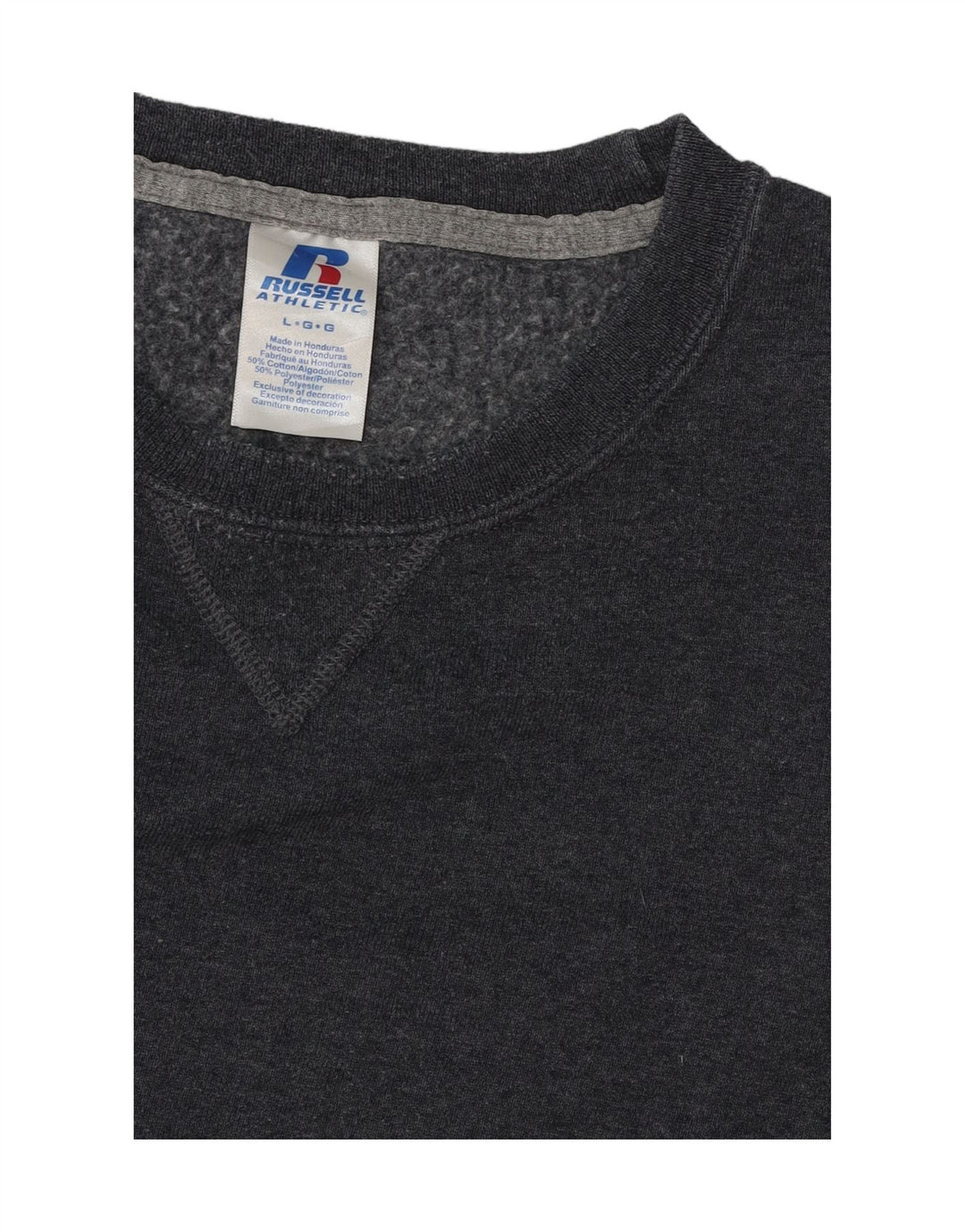 RUSSELL ATHLETIC Mens Grant Fit Sweatshirt Jumper Large Grey Cotton