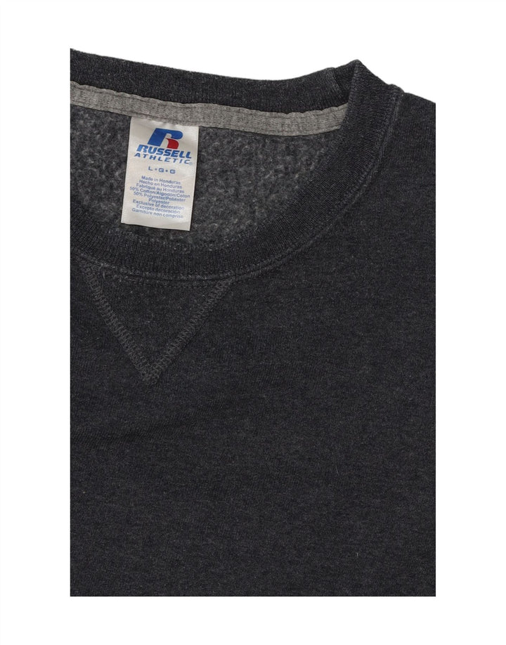 RUSSELL ATHLETIC Mens Grant Fit Sweatshirt Jumper Large Grey Cotton