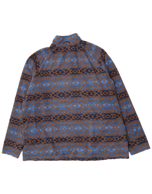 Bomuld Traders Herre lynlås hals Fleece Jumper 2XL Blå Geometrisk Polyester