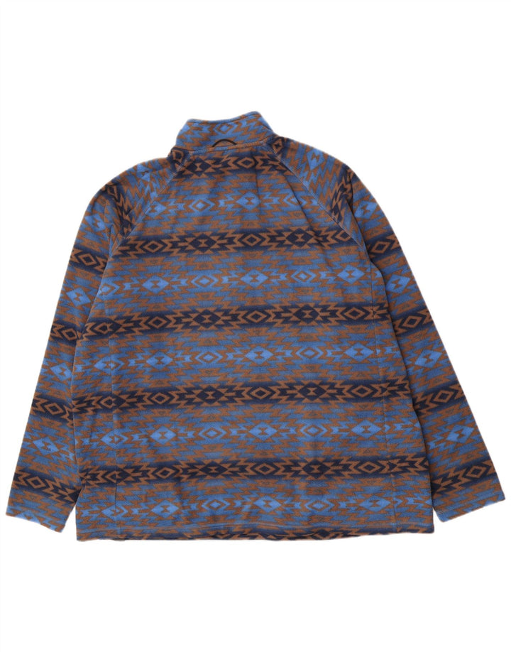 Bomuld Traders Herre lynlås hals Fleece Jumper 2XL Blå Geometrisk Polyester