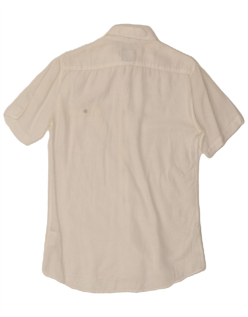 STONE ISLAND Mens Short Sleeve Shirt Small White Cotton Vintage Stone Island and Second-Hand Stone Island from Messina Hembry 